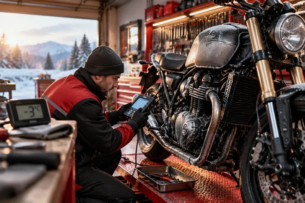 motorcycle-cold-start-diagnosis-goharmotor.webp استارت زدن موتور سیکلت در هوای سرد و عوامل مؤثر بر روشن نشدن در گهر موتور
