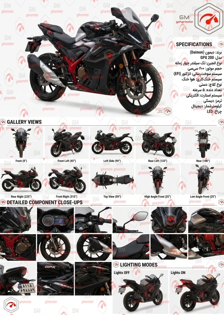 موتور سیکلت دیمون gpx 200‌