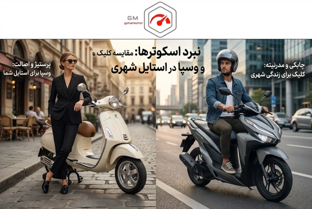 مقایسه موتور کلیک و وسپا از نظر راحتی و ارگونومی سواری در مسیرهای شهری - گهرموتور