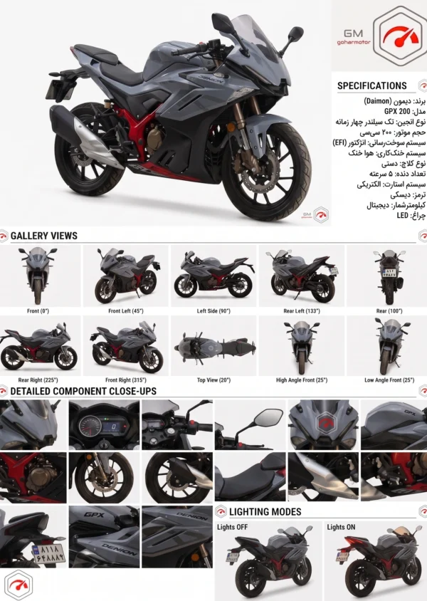 موتور سیکلت دیمون gpx 200‌