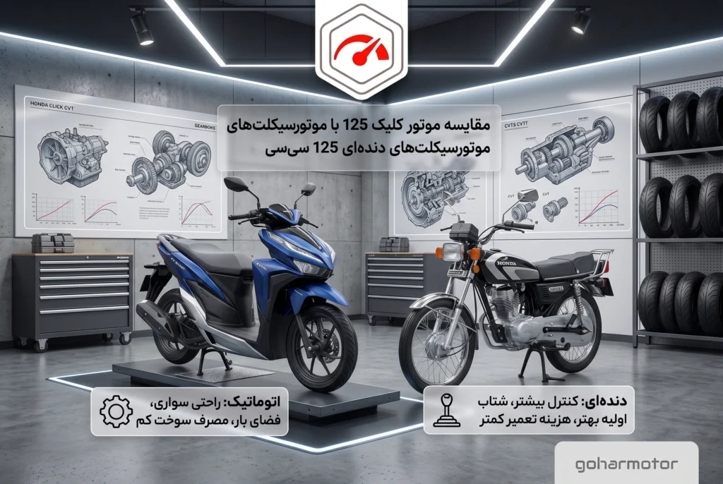 مقایسه موتور کلیک 125 با دیگر مدل ها - گهر موتور