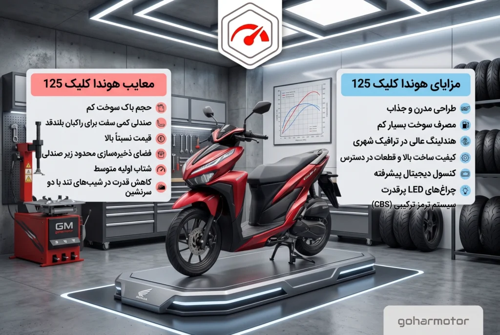 مزایا و معایب موتور کلیک 125 - گهر موتور